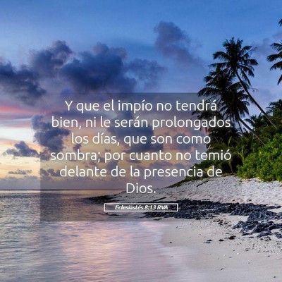 Picture 05 - Eclesiastés 8:13 RVA - Y que el impío no tendrá bien, ni le serán - Bible Verse Picture