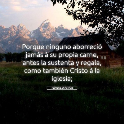 Picture 05 - Efesios 5:29 RVA - Porque ninguno aborreció jamás á su propia - Bible Verse Picture