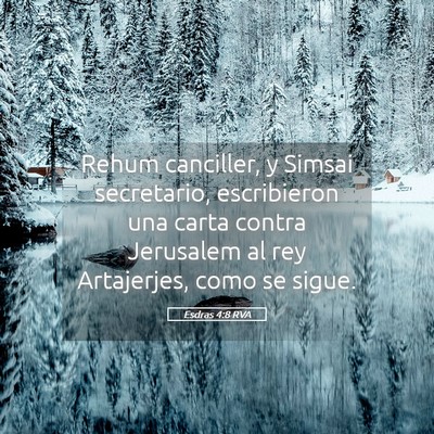 Picture 05 - Esdras 4:8 RVA - Rehum canciller, y Simsai secretario, escribieron - Bible Verse Picture
