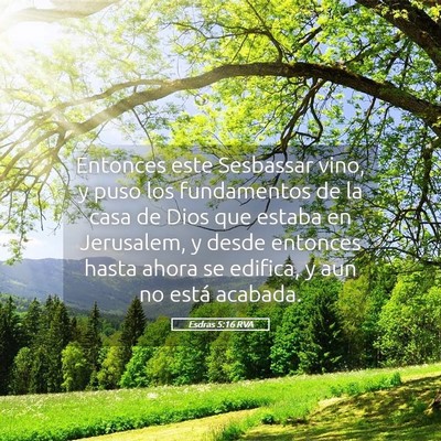 Picture 05 - Esdras 5:16 RVA - Entonces este Sesbassar vino, y puso los - Bible Verse Picture