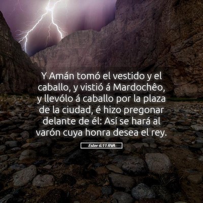 Picture 05 - Ester 6:11 RVA - Y Amán tomó el vestido y el caballo, y vistió - Bible Verse Picture