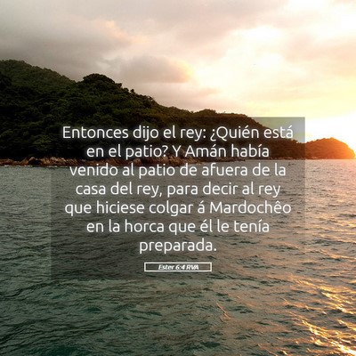 Picture 05 - Ester 6:4 RVA - Entonces dijo el rey: ¿Quién está en el patio? - Bible Verse Picture