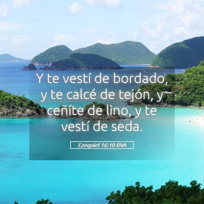 Picture 05 - Ezequiel 16:10 RVA - Y te vestí de bordado, y te calcé de tejón, y - Bible Verse Picture