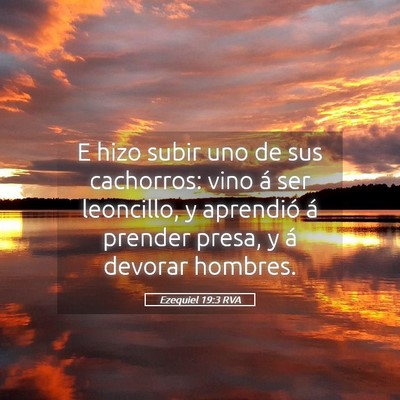Picture 05 - Ezequiel 19:3 RVA - E hizo subir uno de sus cachorros: vino á ser - Bible Verse Picture