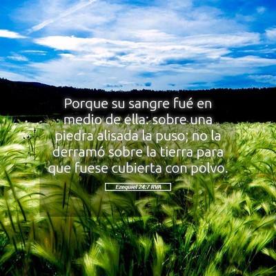 Picture 05 - Ezequiel 24:7 RVA - Porque su sangre fué en medio de ella: sobre una - Bible Verse Picture