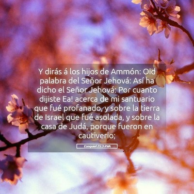 Picture 05 - Ezequiel 25:3 RVA - Y dirás á los hijos de Ammón: Oid palabra del - Bible Verse Picture
