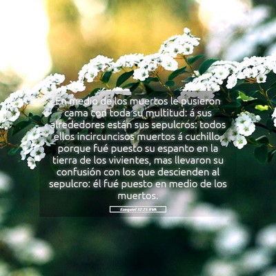 Picture 05 - Ezequiel 32:25 RVA - En medio de los muertos le pusieron cama con toda - Bible Verse Picture