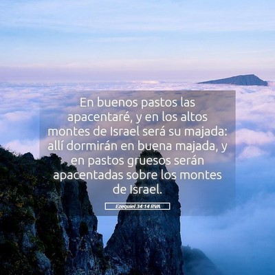 Picture 05 - Ezequiel 34:14 RVA - En buenos pastos las apacentaré, y en los altos - Bible Verse Picture