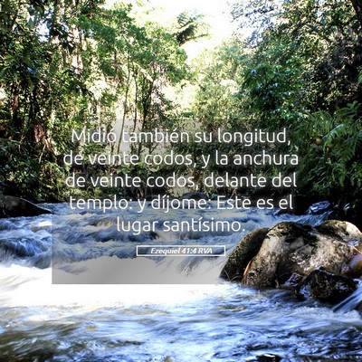 Picture 05 - Ezequiel 41:4 RVA - Midió también su longitud, de veinte codos, y - Bible Verse Picture
