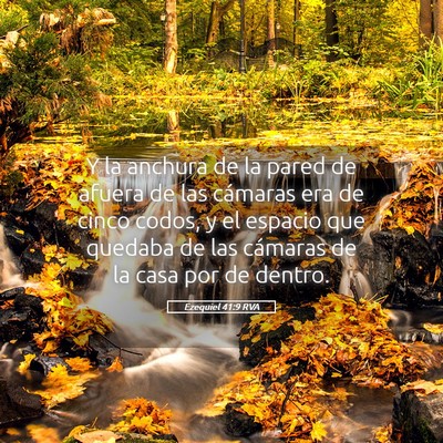 Picture 05 - Ezequiel 41:9 RVA - Y la anchura de la pared de afuera de las - Bible Verse Picture