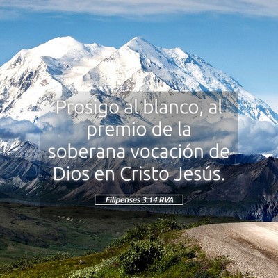 Picture 05 - Filipenses 3:14 RVA - Prosigo al blanco, al premio de la soberana - Bible Verse Picture