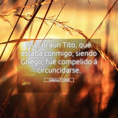 Picture 05 - Gálatas 2:3 RVA - Mas ni aun Tito, que estaba conmigo, siendo - Bible Verse Picture