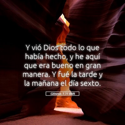 Picture 05 - Génesis 1:31 RVA - Y vió Dios todo lo que había hecho, y he aquí - Bible Verse Picture