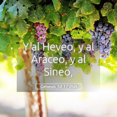 Picture 05 - Génesis 10:17 RVA - Y al Heveo, y al Araceo, y al - Bible Verse Picture