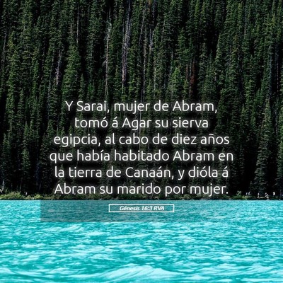 Picture 05 - Génesis 16:3 RVA - Y Sarai, mujer de Abram, tomó á Agar su sierva - Bible Verse Picture