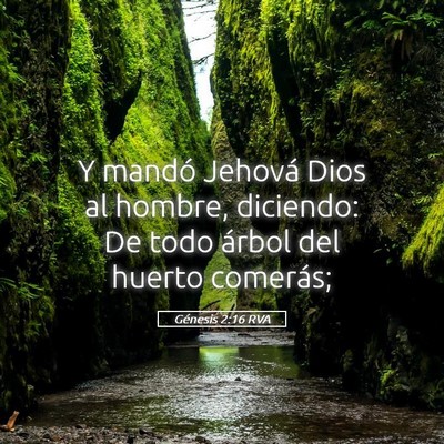 Picture 05 - Génesis 2:16 RVA - Y mandó Jehová Dios al hombre, diciendo: De - Bible Verse Picture