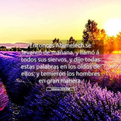 Picture 05 - Génesis 20:8 RVA - Entonces Abimelech se levantó de mañana, y - Bible Verse Picture