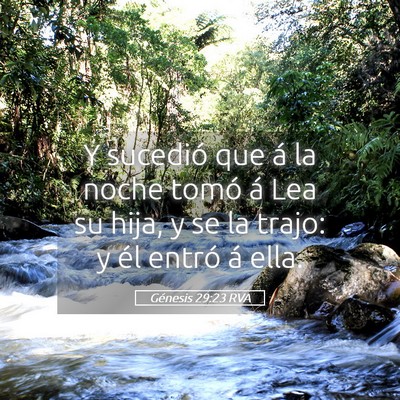 Picture 05 - Génesis 29:23 RVA - Y sucedió que á la noche tomó á Lea su hija, - Bible Verse Picture