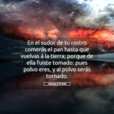Picture 05 - Génesis 3:19 RVA - En el sudor de tu rostro comerás el pan hasta - Bible Verse Picture