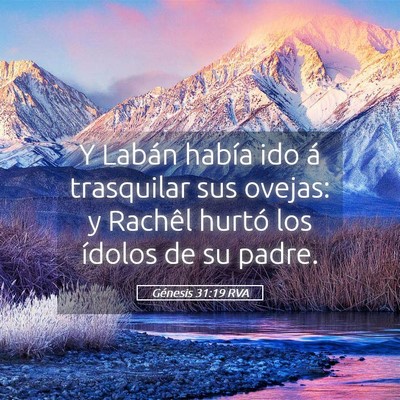 Picture 05 - Génesis 31:19 RVA - Y Labán había ido á trasquilar sus ovejas: y - Bible Verse Picture