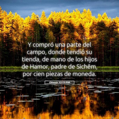 Picture 05 - Génesis 33:19 RVA - Y compró una parte del campo, donde tendió su - Bible Verse Picture