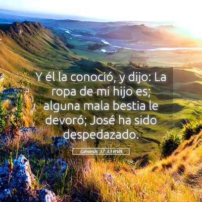 Picture 05 - Génesis 37:33 RVA - Y él la conoció, y dijo: La ropa de mi hijo es; - Bible Verse Picture