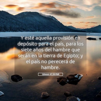 Picture 05 - Génesis 41:36 RVA - Y esté aquella provisión en depósito para el - Bible Verse Picture
