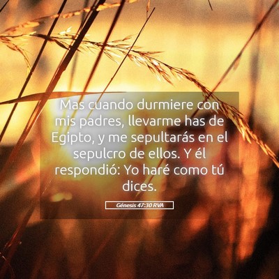 Picture 05 - Génesis 47:30 RVA - Mas cuando durmiere con mis padres, llevarme has - Bible Verse Picture