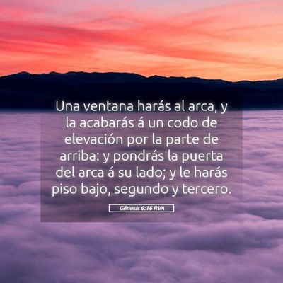 Picture 05 - Génesis 6:16 RVA - Una ventana harás al arca, y la acabarás á un - Bible Verse Picture