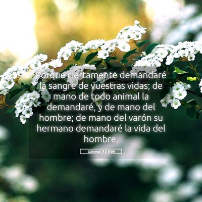 Picture 05 - Génesis 9:5 RVA - Porque ciertamente demandaré la sangre de - Bible Verse Picture