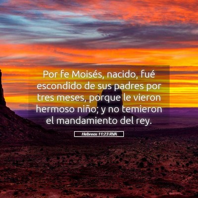 Picture 05 - Hebreos 11:23 RVA - Por fe Moisés, nacido, fué escondido de sus - Bible Verse Picture
