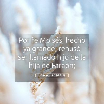 Picture 05 - Hebreos 11:24 RVA - Por fe Moisés, hecho ya grande, rehusó ser - Bible Verse Picture