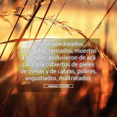 Picture 05 - Hebreos 11:37 RVA - Fueron apedreados, aserrados, tentados, muertos - Bible Verse Picture