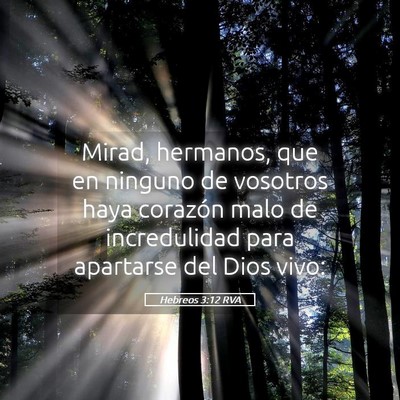 Picture 05 - Hebreos 3:12 RVA - Mirad, hermanos, que en ninguno de vosotros haya - Bible Verse Picture