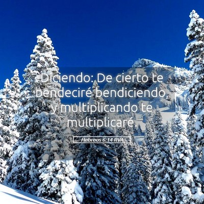 Picture 05 - Hebreos 6:14 RVA - Diciendo: De cierto te bendeciré bendiciendo, y - Bible Verse Picture