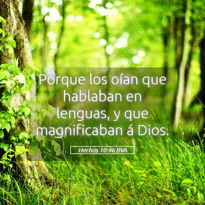 Picture 05 - Hechos 10:46 RVA - Porque los oían que hablaban en lenguas, y que - Bible Verse Picture
