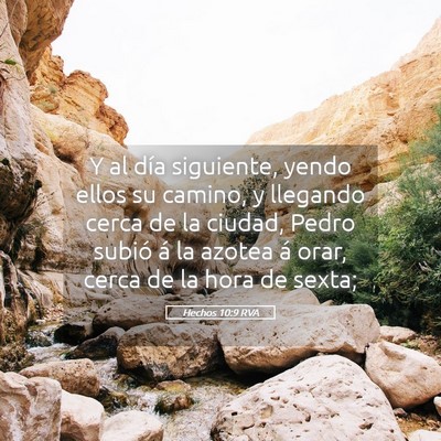 Picture 05 - Hechos 10:9 RVA - Y al día siguiente, yendo ellos su camino, y - Bible Verse Picture
