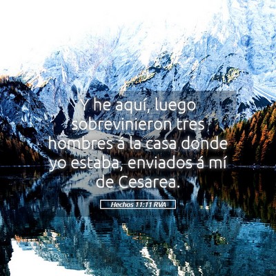 Picture 05 - Hechos 11:11 RVA - Y he aquí, luego sobrevinieron tres hombres á - Bible Verse Picture