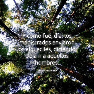 Picture 05 - Hechos 16:35 RVA - Y como fué, día, los magistrados enviaron los - Bible Verse Picture