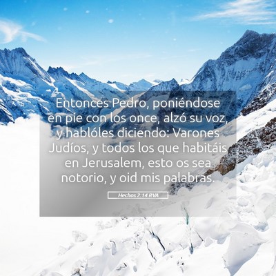 Picture 05 - Hechos 2:14 RVA - Entonces Pedro, poniéndose en pie con los once, - Bible Verse Picture