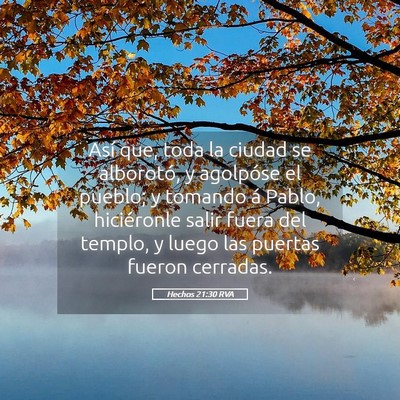 Picture 05 - Hechos 21:30 RVA - Así que, toda la ciudad se alborotó, y - Bible Verse Picture