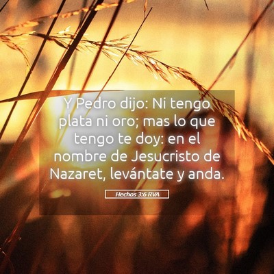 Picture 05 - Hechos 3:6 RVA - Y Pedro dijo: Ni tengo plata ni oro; mas lo que - Bible Verse Picture
