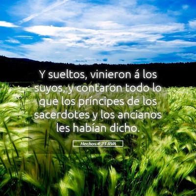 Picture 05 - Hechos 4:23 RVA - Y sueltos, vinieron á los suyos, y contaron todo - Bible Verse Picture