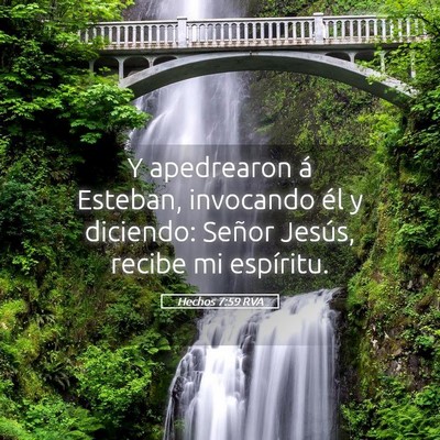 Picture 05 - Hechos 7:59 RVA - Y apedrearon á Esteban, invocando él y - Bible Verse Picture