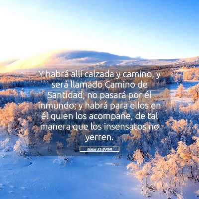 Picture 05 - Isaías 35:8 RVA - Y habrá allí calzada y camino, y será llamado - Bible Verse Picture