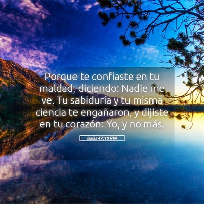 Picture 05 - Isaías 47:10 RVA - Porque te confiaste en tu maldad, diciendo: Nadie - Bible Verse Picture