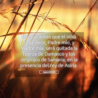 Picture 05 - Isaías 8:4 RVA - Porque antes que el niño sepa decir, Padre mío, - Bible Verse Picture