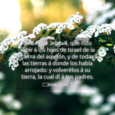 Picture 05 - Jeremías 16:15 RVA - Sino: Vive Jehová, que hizo subir á los hijos - Bible Verse Picture