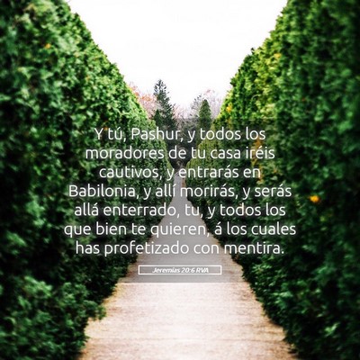 Picture 05 - Jeremías 20:6 RVA - Y tú, Pashur, y todos los moradores de tu casa - Bible Verse Picture