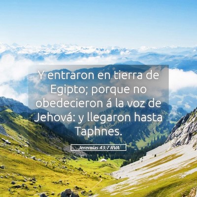 Picture 05 - Jeremías 43:7 RVA - Y entraron en tierra de Egipto; porque no - Bible Verse Picture